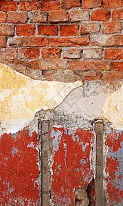 旧砖墙乡村斑点瓦砾砌体水平墙纸红色石头纹理墙壁图片