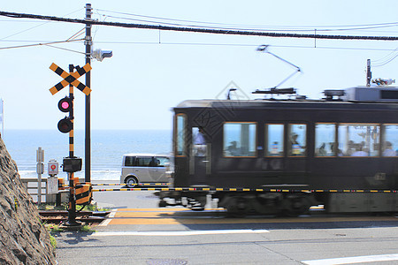 Enoshima 电力铁路和天空电铁旅行运输技术蓝色火车机车图片