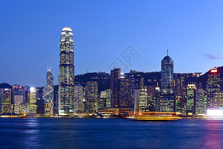 晚上在香港金融旅游旅行顶峰城市玻璃场景市中心港口商业图片