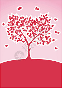 爱情树摘要背景背景生日红色婚礼树干树叶分支机构插图背景图片