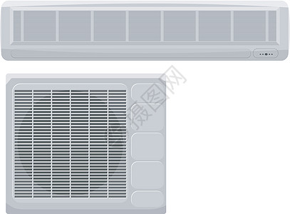 白色背面玻璃上现代空调的矢量插图图片