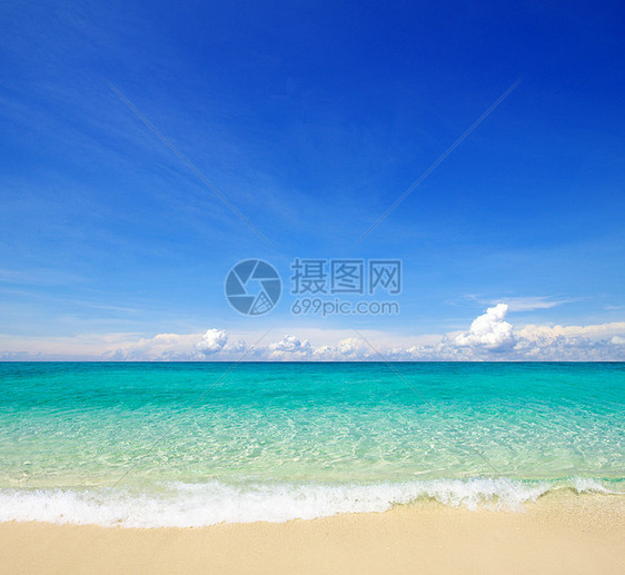 海 海蓝色海浪海景放松海洋晴天热带支撑假期天堂图片