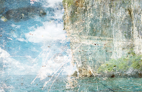 底西兰的岩石和海海洋悬崖海浪风景太阳蓝色热带情调海岸阳光图片