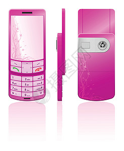 展示手机女粉色手机矢量插图插画