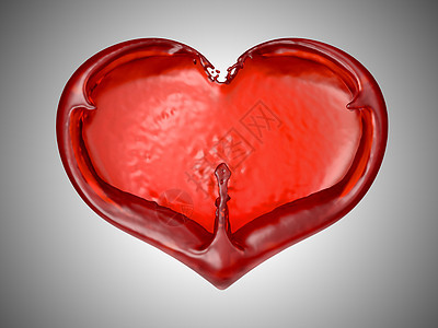 爱与浪漫 - 红流体心脏形状背景图片