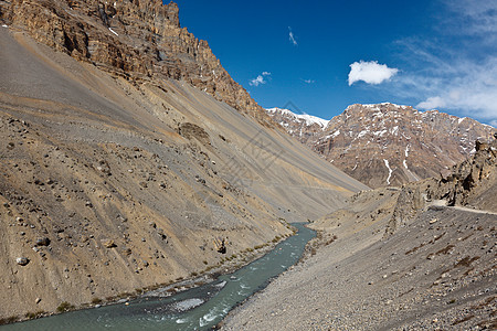 喜马拉雅山河风景山脉水平旅行场景图片