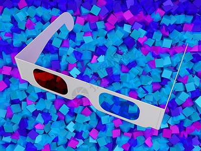 现代电影3D眼镜 彩色立方体上图片