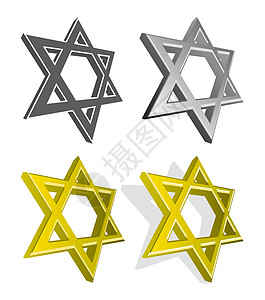 一组犹太恒星矢量图片