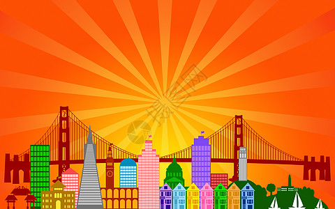 旧金山市天线全景图片