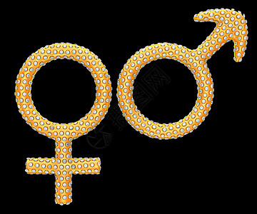 钻石包裹的金色性别符号图片