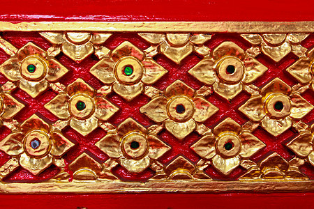 在庙墙上的金色泰国图案设计装饰品建筑墙纸装饰建筑学金子风格古董文化寺庙图片