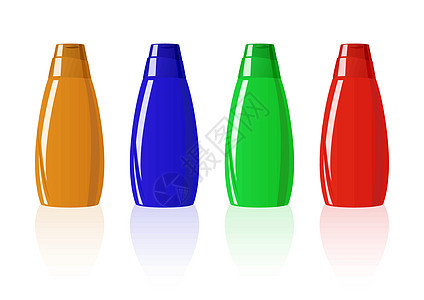 彩色洗发水瓶的矢量插图背景图片