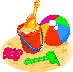 海滩玩具     皮囊 沙子 球背景图片