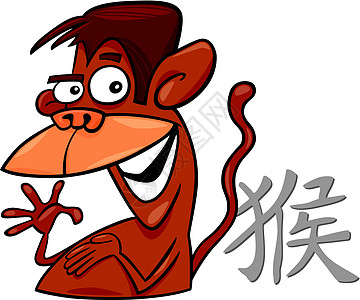 猴猴中国星座标志动画片天文学生物财富十二生肖插图书法快乐庆典八字图片