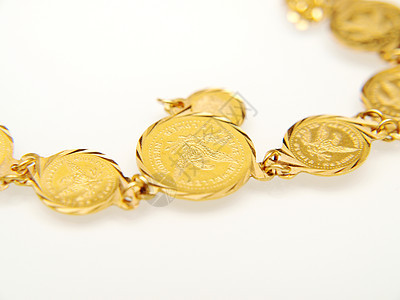 金金硬币项链白色展示女孩软垫礼物首饰魅力金子手镯宝气图片