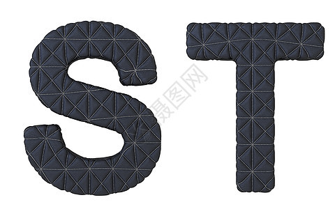 粗黑色缝制皮革字体S T字母图片