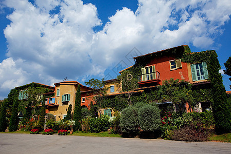 意大利家庭风格花园小屋环境房子爬行者生长天空生活叶子村庄图片