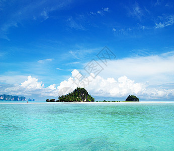 沙滩和热带海天堂放松晴天阳光海浪海洋太阳海景支撑假期图片