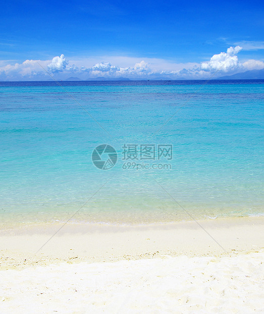 沙滩和热带海蓝色海洋阳光太阳海景天堂假期旅行晴天海浪图片