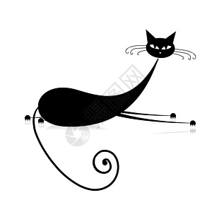 漂亮的黑猫毛轮式设计图宠物小猫卡通片夹子爪子铅笔墨水草图猫科眼睛图片
