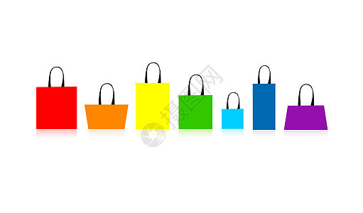 为设计而分离的购物袋塑料商品橙子店铺绿色购物零售黄色收藏插图图片