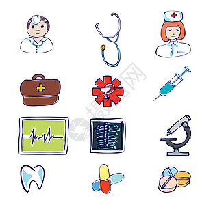 和医院的符号和图标收藏补给品制药治疗处方绿色草图卫生医疗援助图片