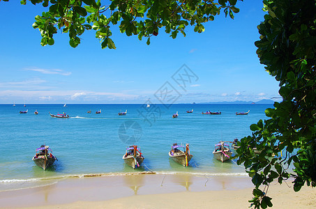 热带热带海滩晴天蓝色天空尾巴旅行海洋血管假期海景地平线图片