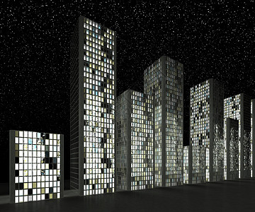 夜晚的城市 抽象的摩天大楼图片