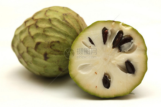 孤立的切罗莫亚水果荔枝维生素白色种子营养食物绿色热带图片