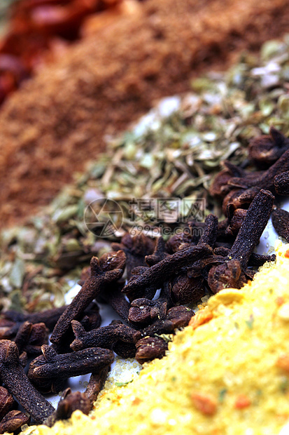 调味品混合线烹饪棕色绿色黄色季节粉末红色胡椒线条种子图片