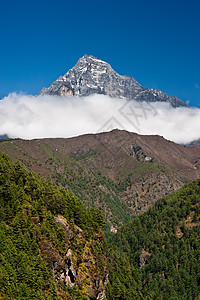 喜马拉雅山地貌 山区和森林背景图片