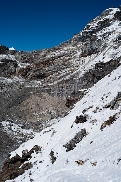 喜马拉雅山的Renjo路口看到山雪图片