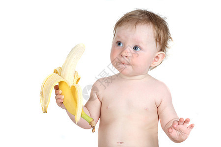 女 女童女孩青年香蕉食物儿童小吃黄色早餐婴儿童年图片