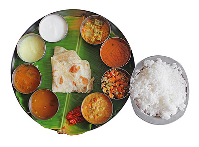 南印度人用白香蕉叶为南印度人餐图片