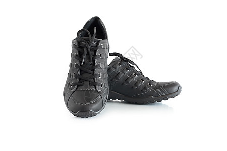 黑色运动鞋皮革时尚远足对象慢跑鞋运动衣服图片