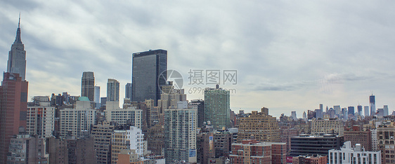 纽约市天线的空中视图市中心摩天大楼天空商业地标办公室建筑学城市日落蓝色图片