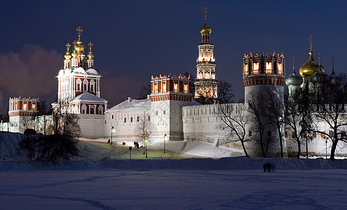 莫斯科冬季教堂宗教天炉遗产景点圆顶历史场景金子地标图片