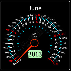 2013年日历速度计车载量为矢量 6月图片