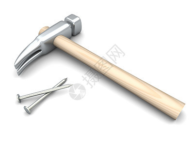 锤子和钉子白色公用事业建造硬件工作金属指甲插图乐器钥匙图片