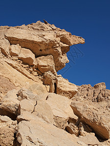 岩石沙漠中风景优美的黄岩内盖夫干旱丘陵远足悬崖石头风化游客地质学矿物图片
