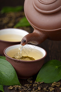 绿茶黏土单宁芳香叶子美食杯子植物香气陶器文化图片