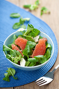 新鲜沙拉加葡萄汁柚子盘子维生素饮食美食营养蔬菜服务食物餐厅图片