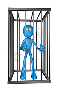 被囚禁囚犯木偶刑事绝缘酒吧孤独漫画插图吉祥物惩罚安全图片