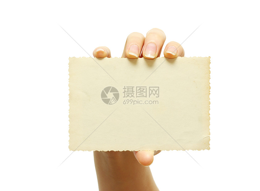 手持的卡片中女性框架床单空白白色海报办公室问候语摄影手指图片