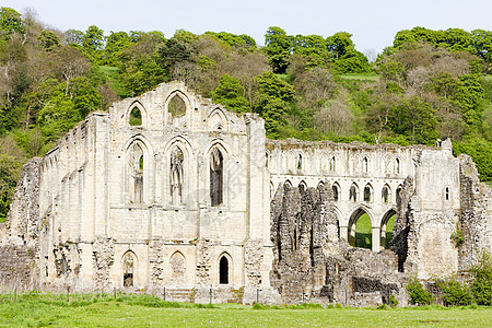 英国北约克郡Rievaulx修道院废墟旅行教会建筑学建筑景点外观历史位置历史性世界图片