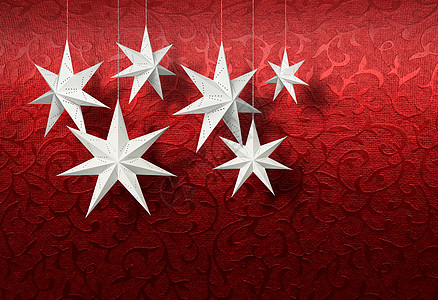 红花旗上的白纸星背景图片