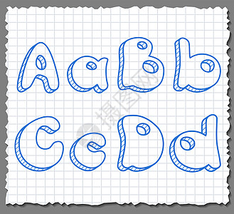 矢量素描 3d 字母-ABCD图片