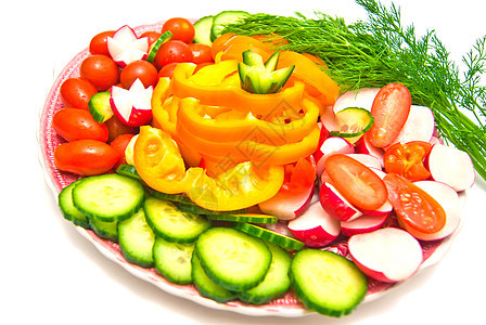 白色盘子里的蔬菜图片