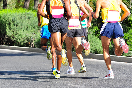 马拉松赛车运动竞赛领导赛车手运动鞋团体跑步者训练短跑慢跑背景图片