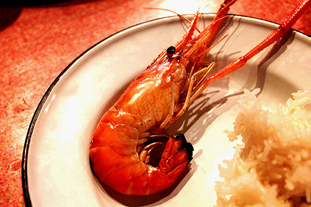 烤虾食物糯米饭桌子午餐海鲜背景